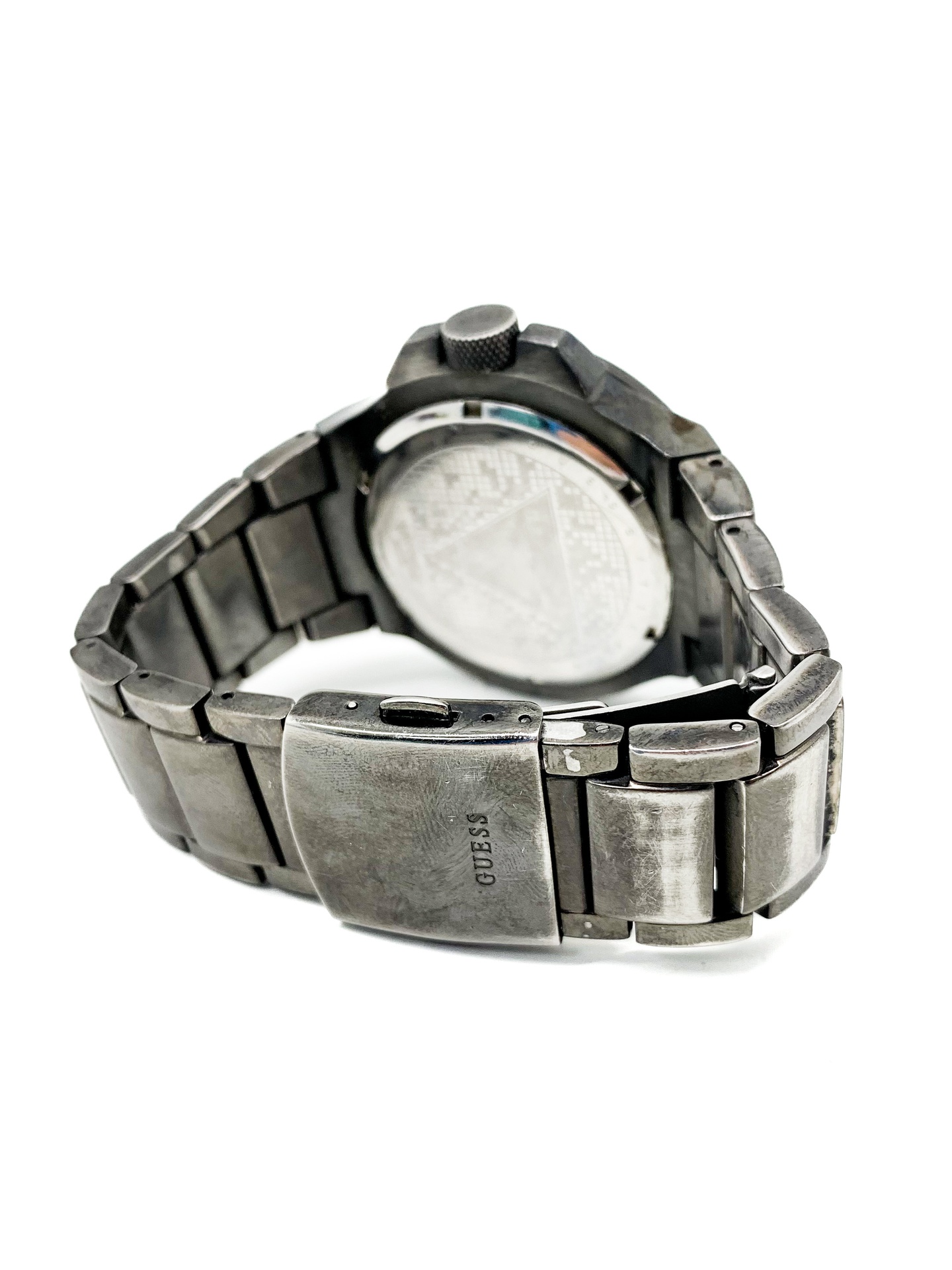 Stainless Steel Guess W0041g1 GUESS Gents Black Watch With Copper