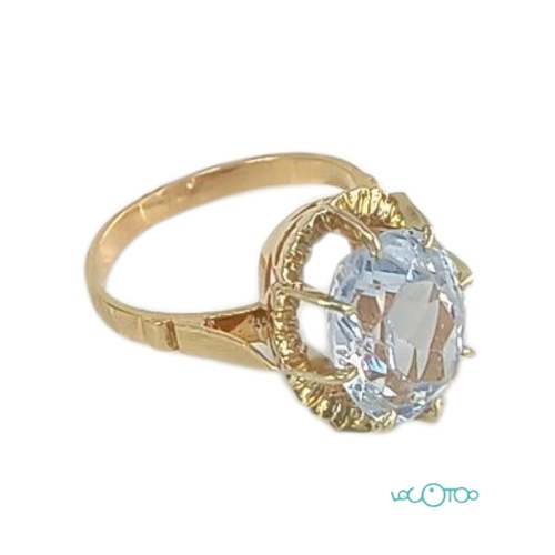 ANILLO ORO 18K CON PIEDRA AZUL OVALADA