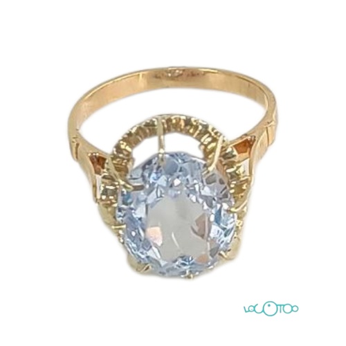 ANILLO ORO 18K CON PIEDRA AZUL OVALADA
