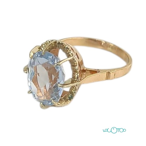 ANILLO ORO 18K CON PIEDRA AZUL OVALADA