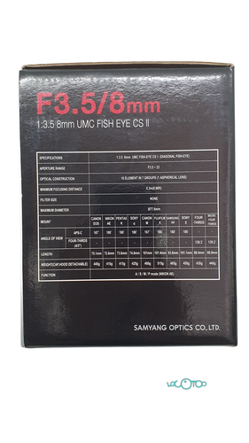 Objetivo SAMYANG 1:3.5 8MM UMC FISH EYE CS 