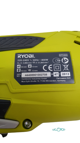 Taladro Eléctrico RYOBI RPD800 Percutor Rev