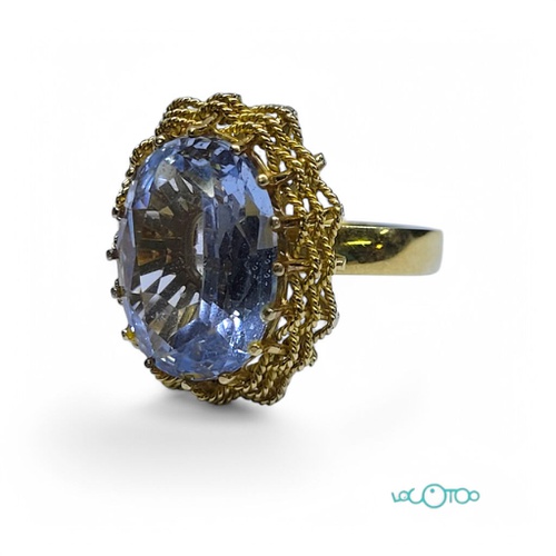Anillo Oro 18K con piedra azul