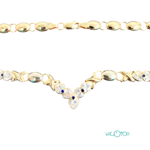 CADENA/GARGANTILLA DE ORO 18K CON PIEDRAS