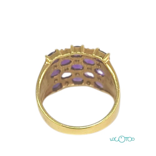 ANILLO ORO 18K CON 13 AMATISTAS Y 12 DIAMAN