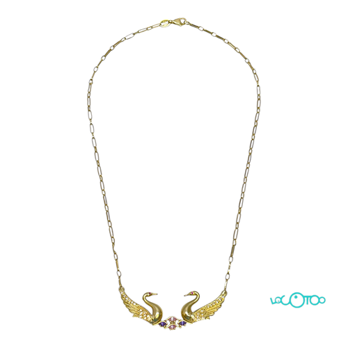 Gargantilla Oro Con Dos Cisnes y Piedras