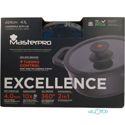 CACEROLA CON TAPA MASTERPRO 24CM 4.1L
