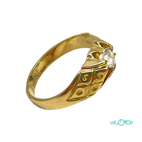 Anillo Oro SELLO CON PIEDRA BLANCA