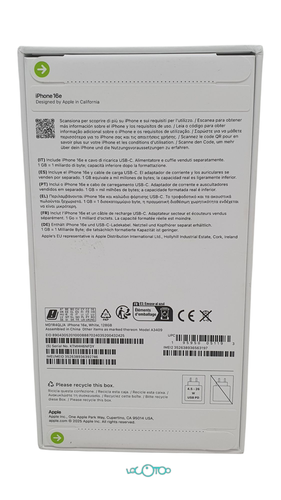 Smartphone APPLE IPHONE 16E Libre 6,1 '' 8 