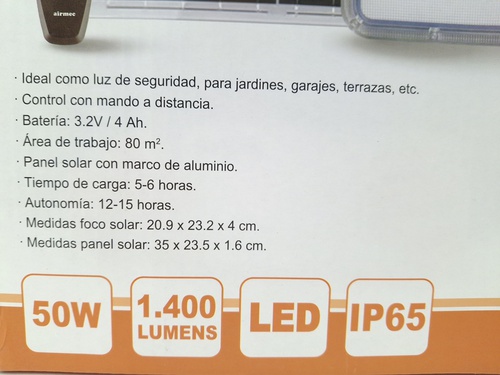 FOCO SOLAR LED AIRMEC SERIE GALAXY 50W 1.40