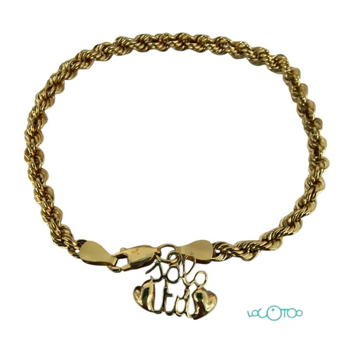 PULSERA CORDON ORO 18K CON COLANTE "SOLO TU