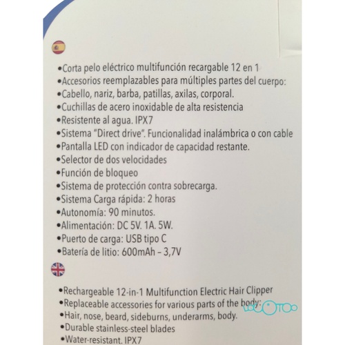 CORTA PELO ELÉCTRICO SYTECH SYHC45 12 EN 1