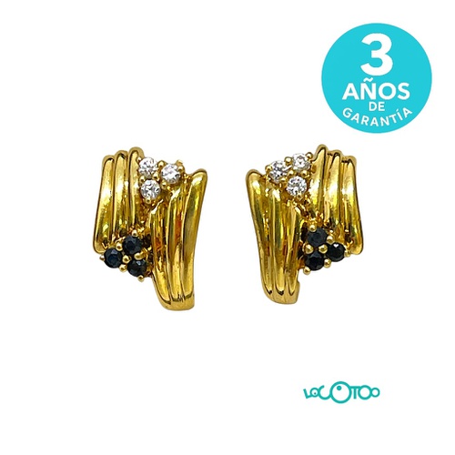 PAR Pendientes Oro 18Kt CON CIRS Y P.AZUL