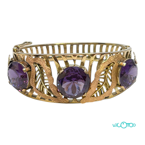 Pulsera Oro 14Kt CON 3 PIEDRAS VIOLETAS