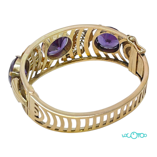 Pulsera Oro 14Kt CON 3 PIEDRAS VIOLETAS