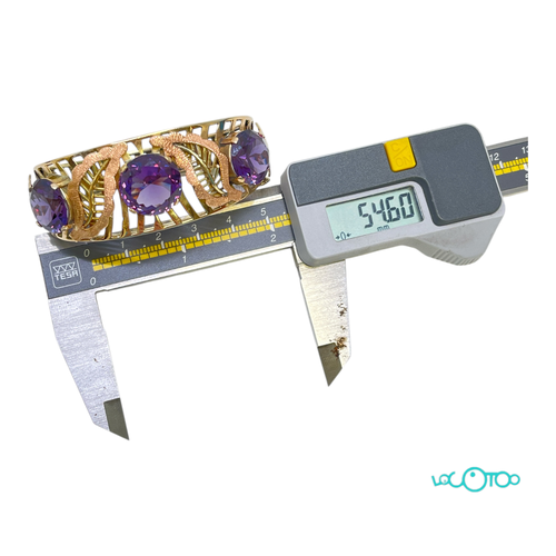 Pulsera Oro 14Kt CON 3 PIEDRAS VIOLETAS