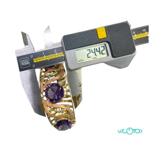 Pulsera Oro 14Kt CON 3 PIEDRAS VIOLETAS