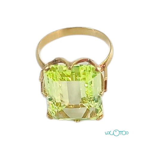 ANILLO ORO 18K CON PIEDRA RECTANGULAR VERDE