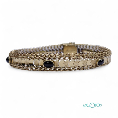 PULSERA ORO 18K CON PIEDRAS NEGRAS 
