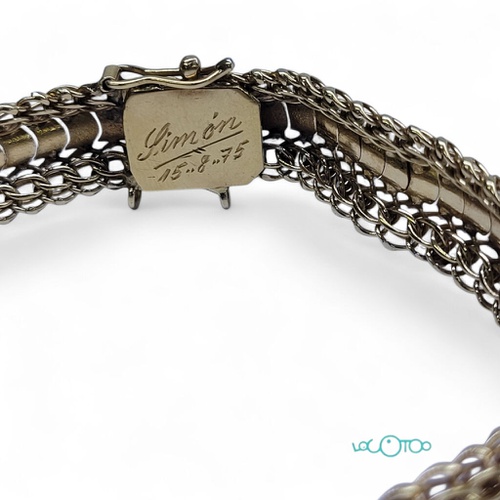 PULSERA ORO 18K CON PIEDRAS NEGRAS 