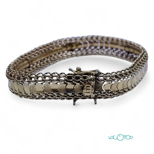 PULSERA ORO 18K CON PIEDRAS NEGRAS 