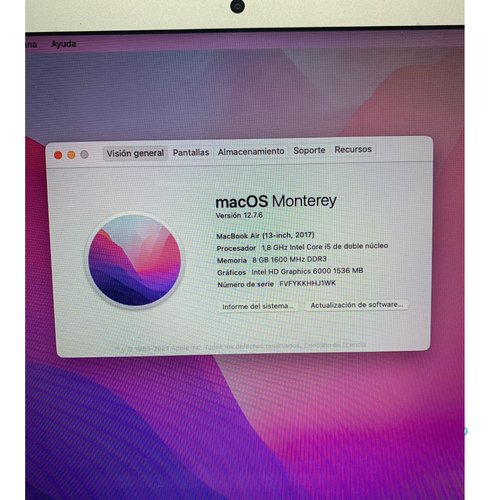 PORTATIL APPLE MACBOOK AIR CORE I5 1.8 13 (