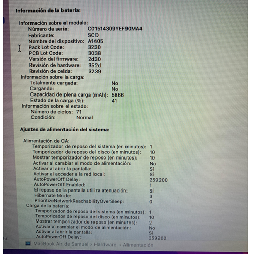 PORTATIL APPLE MACBOOK AIR CORE I5 1.8 13 (