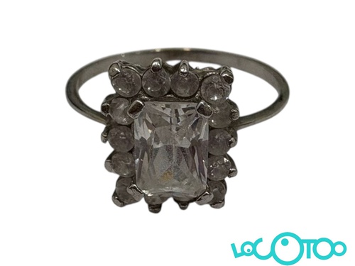 ANILLO DE ORO 14K BLANCO CON PIEDRAS CIRCON