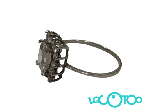 ANILLO DE ORO 14K BLANCO CON PIEDRAS CIRCON