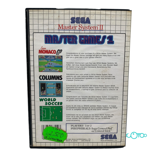 Videojuego SEGA MASTER SYSTEM MASTER GAMES 