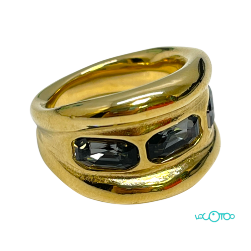 UNODE50 ANILLO DORADO CON PIEDRAS AZULES