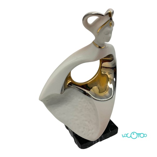 Cerámica GALOS FIGURA MUJER ORO Y PLATINO