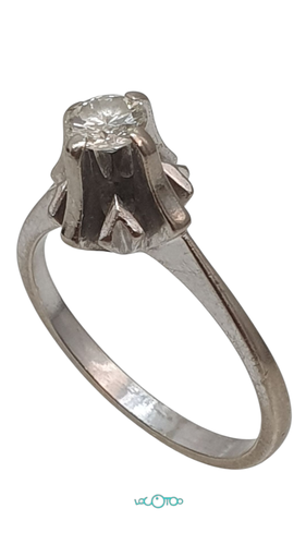 Anillo Blanco Oro CON BRILLANTE Talla 14