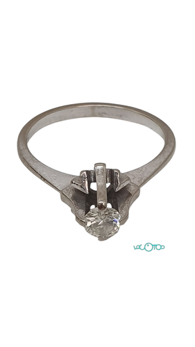Anillo Blanco Oro CON BRILLANTE Talla 14