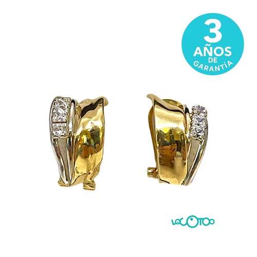 Par Pendientes Oro 18Kt BLANCO Y AMARILLO C