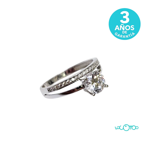 Sortija Oro 18Kt BLANCO CON CIRCONITAS