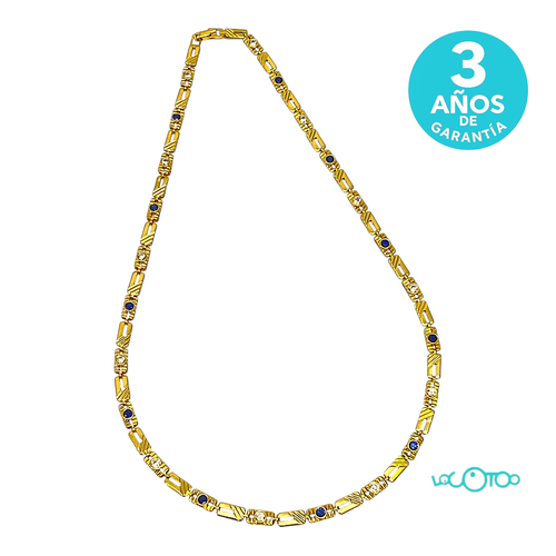 CADENA ORO 18Kt CON PIEDRAS AZULES Y BRILLA