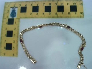 Pulsera Oro 18 k malla barbada maciza con c