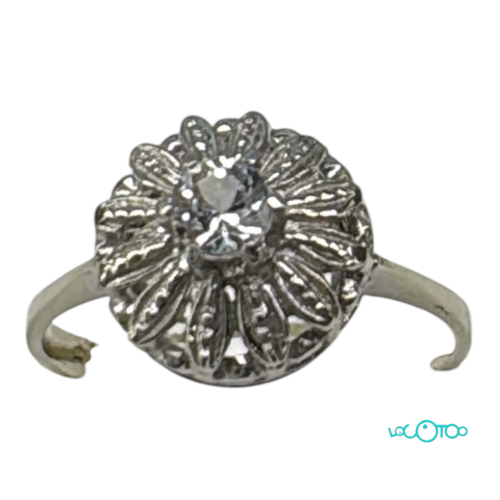 Anillo Oro blanco con circonita , al número
