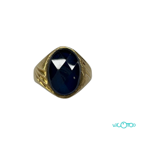 Anillo Oro  18 k con zafiro sintético talla