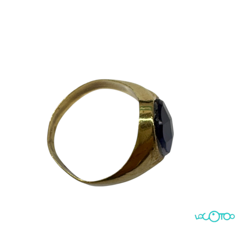 Anillo Oro  18 k con zafiro sintético talla