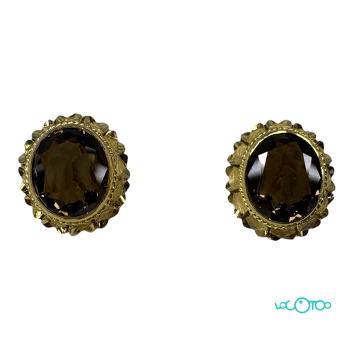 Pendientes oro 18 k y cuarzos ahumados de 1