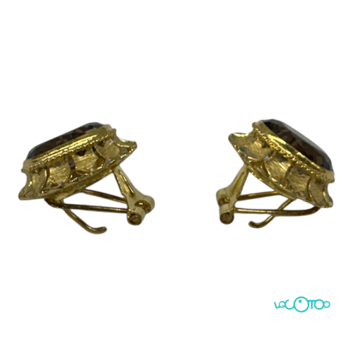 Pendientes oro 18 k y cuarzos ahumados de 1