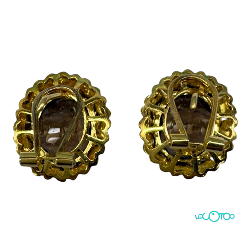 Pendientes oro 18 k y cuarzos ahumados de 1