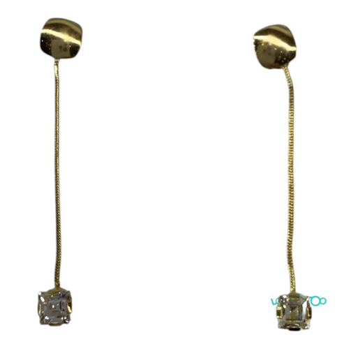 Pendientes Oro largos  18K con circonitas c