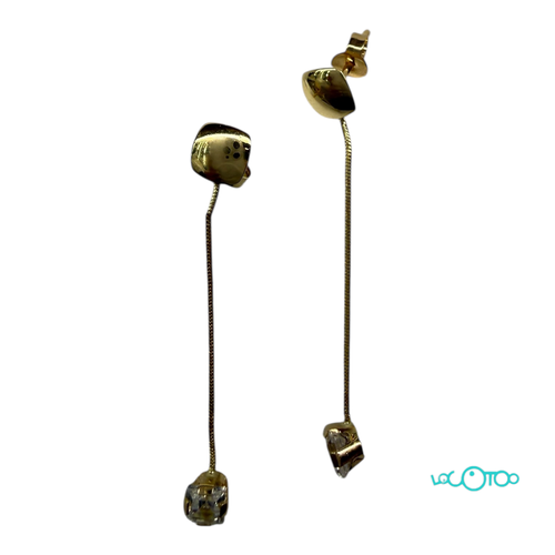 Pendientes Oro largos  18K con circonitas c