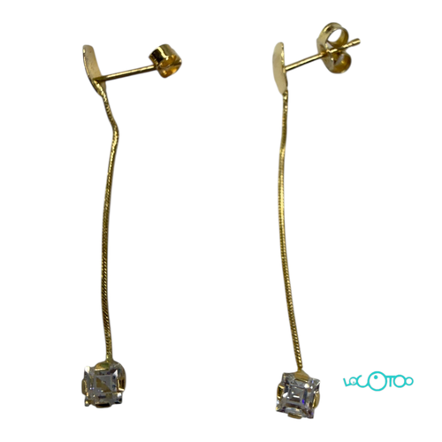 Pendientes Oro largos  18K con circonitas c