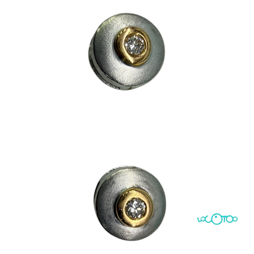 Pendientes Oro amarillo y blanco mate  de 1