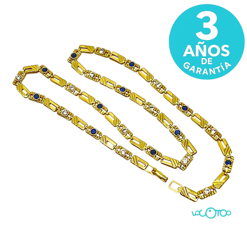 CADENA ORO 18Kt CON PIEDRAS AZULES Y BRILLA