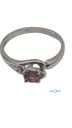Bisutería ANILLO PLATEADO CON PIEDRA ROSA